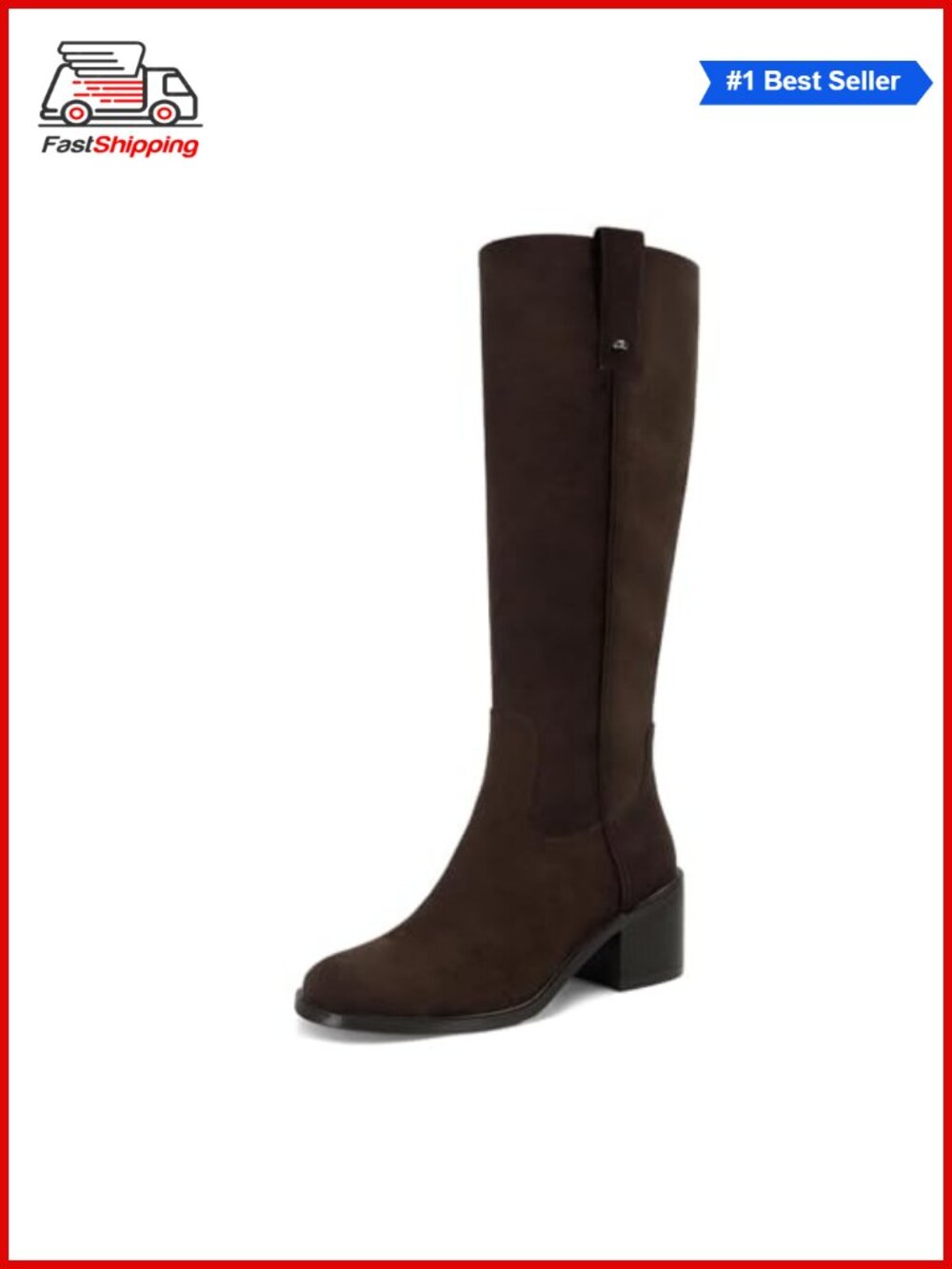 ✨ Knee High Boots Chunky Heel Round Toe Suede Side Zipper